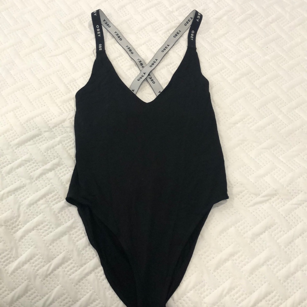 Obey black bodysuit size large NWT